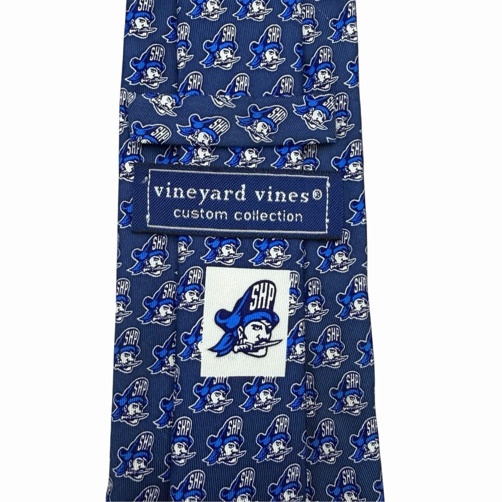 Vineyard Vines Tie Seton Hall Preparatory School Pirates Blue Silk USA 3.5" 63"